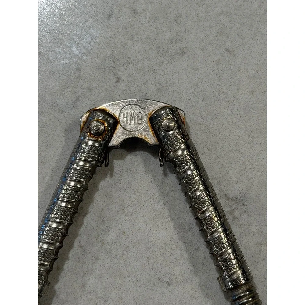 Vintage HMQ Silver Tone Metal Nutcrackers Set of 3 Textured Handles Kitchen Tool